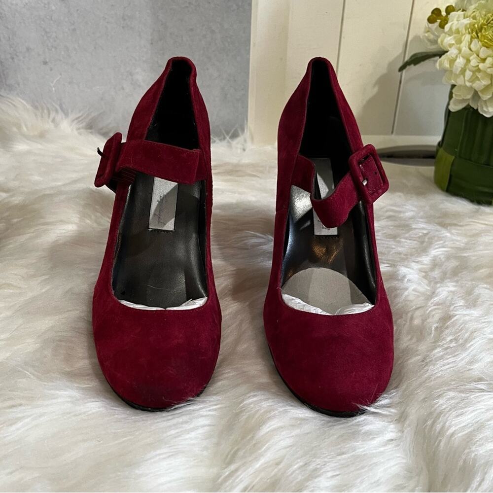 NEW Spiegel Vintage Y2K Suede Mary Jane Buckle Strap High Heel Pumps 5.5 NWOB - Picture 4 of 14